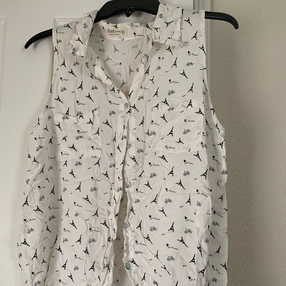 Dress shirt with Eiffel Tower print